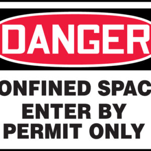 Accuform Signs® MCSP133VA 7" X 10" Black, Red And White 0.040" Aluminum Sign "DANGER CONFINED SPACE ENTER BY PERMIT ONLY" With Round Corner
