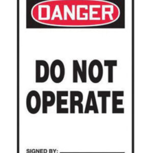 Accuform Signs® 5 3/4" X 3 1/4" Black, Red And White 15 mil RP-Plastic Safety Tag "DANGER DO NOT OPERATE" With Metal Grommeted 3/8" Reinforced Hole (25 Per Pack)