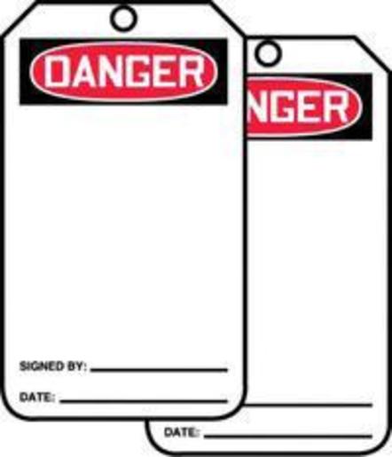 Accuform Signs® 5 7/8" X 3 1/8" RP-Plastic Blank Tag DANGER (25 Per Pack) 1 Accuform Signs® 5 7/8" X 3 1/8" RP-Plastic Blank Tag DANGER (25 Per Pack)
