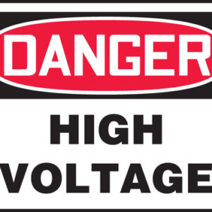 Accuform Signs® 10" X 14" Black, Red And White 0.040" Aluminum Electrical Sign "DANGER HIGH VOLTAGE" With Round Corner