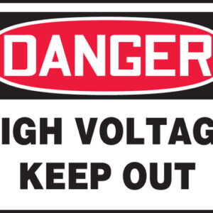 Accuform Signs® 7" X 10" Black, Red And White 0.055" Plastic Electrical Sign "DANGER HIGH VOLTAGE KEEP OUT" With 3/16" Mounting Hole And Round Corner