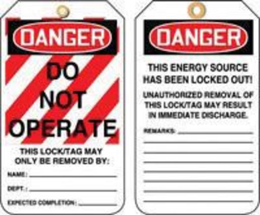 Accuform Signs® 5 7/8" X 3 1/8" HS-Laminate Lockout - Tagout Tag DANGER DO NOT OPERATE (25 Per Pack) 1 Accuform Signs® 5 7/8" X 3 1/8" HS-Laminate Lockout - Tagout Tag DANGER DO NOT OPERATE (25 Per Pack)