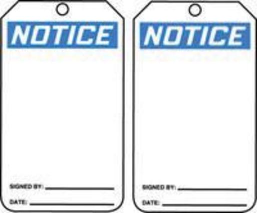 Accuform Signs® 5 7/8" X 3 1/8" 10 mils PF-Cardstock Accident Prevention Blank Tag NOTICE (25 Per Pack) 1 Accuform Signs® 5 7/8" X 3 1/8" 10 mils PF-Cardstock Accident Prevention Blank Tag NOTICE (25 Per Pack)