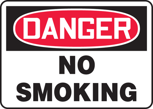 Accuform Signs® 7" X 10" Black, Red And White 0.055" Plastic Smoking Control Sign "DANGER NO SMOKING" With 3/16" Mounting Hole And Round Corner