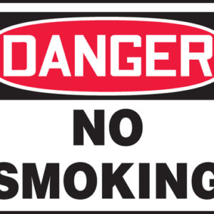 Accuform Signs® 10" X 14" Black, Red And White 0.055" Plastic Smoking Control Sign "DANGER NO SMOKING" With 3/16" Mounting Hole And Round Corner