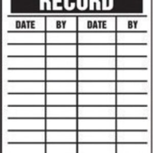 Accuform Signs® 5 3/4" X 3 1/4" Black And White HS-Laminate English Equipment Status Tag "INSPECTION RECORD" With Pull-Proof Metal Grommeted 3/8" Reinforced Hole (25 Per Pack)