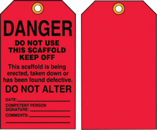 Accuform Signs® 5 3/4" X 3 1/4" Black And Red 15 mil RP-Plastic English Scaffold Status Tag "DANGER DO NOT USE THIS SCAFFOLD KEEP OFF €¦" With Metal Grommeted 3/8" Reinforced Hole (25 Per Pack) 1 Accuform Signs® 5 3/4" X 3 1/4" Black And Red 15 mil RP-Plastic English Scaffold Status Tag "DANGER DO NOT USE THIS SCAFFOLD KEEP OFF €¦" With Metal Grommeted 3/8" Reinforced Hole (25 Per Pack)