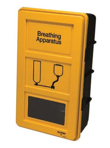 Allegro® 20" X 13" X 32 1/2" Black And Yellow ABS Deluxe Wall Case Storage Case For Allegro® Supplied Air Respirator With Shelf And Single SCBA Cylinder Bracket (For Respirator Storage) 1 Allegro® 20" X 13" X 32 1/2" Black And Yellow ABS Deluxe Wall Case Storage Case For Allegro® Supplied Air Respirator With Shelf And Single SCBA Cylinder Bracket (For Respirator Storage)
