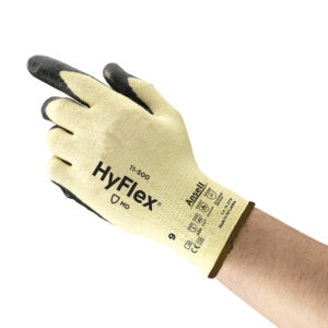 Ansell Size 10 HyFlex® 11-500 Light Duty Cut Resistant Black Foam Nitrile Palm Coated Work Gloves With Yellow DuPont™ Kevlar® Liner And Knit Wrist