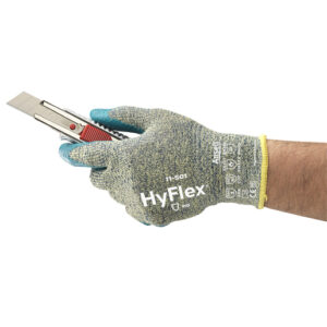 Ansell Size 9 HyFlex® 11-501 Medium Duty Cut And Abrasion Resistant Blue Foam Nitrile Palm Coated Work Gloves With Intercept Technology® Yarn DuPont™ Kevlar® Liner And Knit Wrist