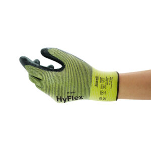 Ansell Size 10 HyFlex® 11-510 Light Duty Cut Resistant Black Foam Nitrile Palm Coated Work Gloves With Yellow DuPont™ Kevlar® And Nylon Liner And Knit Wrist