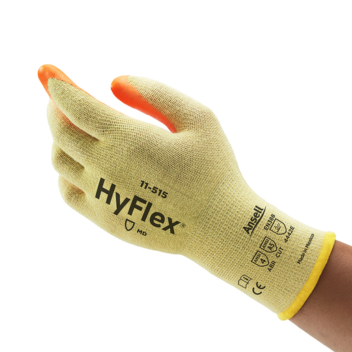 Ansell Size 10 Hi-Viz Yellow And Hi-Viz Orange HyFlex® Medium Weight Cut Resistant Gloves With Knit Wrist, DuPont™ Kevlar® Lining And Foam Nitrile Coating
