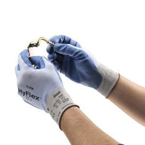 Ansell Size 10 HyFlex® 11-518 18 Gauge Ultra Light Duty Cut Resistant Blue Polyurethane Palm Coated Work Gloves With Blue Dyneema®, Diamond Technology Fiber, Spandex® And Nylon Liner And Knit Wrist
