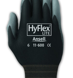 Ansell Size 11 HyFlex® Light Duty Multi-Purpose Gray Polyurethane Palm Coated Work Gloves With Black Nylon Liner And Elastic Knit Wrist