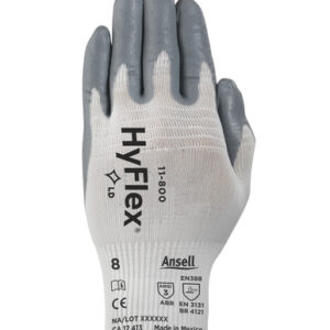 Ansell Size 10 HyFlex® Light Weight Multi-Purpose Gray Foam Nitrile Palm Coated Work Gloves With White Nylon Liner And Knit Wrist