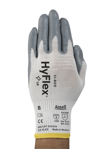 Ansell Size 10 HyFlex® Light Weight Multi-Purpose Gray Foam Nitrile Palm Coated Work Gloves With White Nylon Liner And Knit Wrist 1 Ansell Size 10 HyFlex® Light Weight Multi-Purpose Gray Foam Nitrile Palm Coated Work Gloves With White Nylon Liner And Knit Wrist