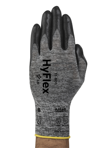 Ansell Size 8 HyFlex® Light Duty Multi-Purpose Black Foam Nitrile Palm Coated Work Gloves With Dark Gray Nylon Liner And Knit Wrist 1 Ansell Size 8 HyFlex® Light Duty Multi-Purpose Black Foam Nitrile Palm Coated Work Gloves With Dark Gray Nylon Liner And Knit Wrist