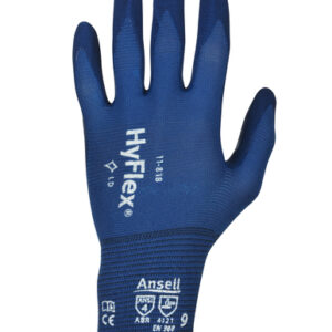 Ansell Size 10 HyFlex® 18 Gauge Ultra Light Weight Multi-Purpose Dark Blue FORTIX™ Nitrile Foam Dipped Palm Coated Work Gloves With Blue Nylon And Spandex® Liner And Knit Wrist