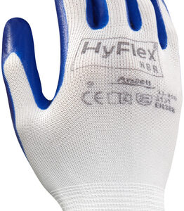Ansell Size 10 HyFlex® Light Weight Multi-Purpose Cut And Abrasion Resistant Blue Nitrile Palm Coated Work Gloves With White Nylon Liner And Knit Wrist