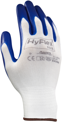 Ansell Size 9 HyFlex® Light Weight Multi-Purpose Cut And Abrasion Resistant Blue Nitrile Palm Coated Work Gloves With White Nylon Liner And Knit Wrist 1 Ansell Size 9 HyFlex® Light Weight Multi-Purpose Cut And Abrasion Resistant Blue Nitrile Palm Coated Work Gloves With White Nylon Liner And Knit Wrist