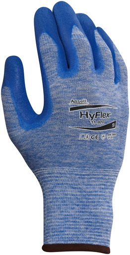 Ansell Size 9 HyFlex® 15 Gauge Medium Duty Cut And Abrasion Resistant Blue Nitrile Palm Coated Work Gloves With Blue Heather Nylon Liner, Knit Wrist And Grip Technology 1 Ansell Size 9 HyFlex® 15 Gauge Medium Duty Cut And Abrasion Resistant Blue Nitrile Palm Coated Work Gloves With Blue Heather Nylon Liner, Knit Wrist And Grip Technology