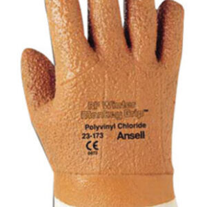 Ansell Size 10 Orange Winter Monkey Grip™ Textured Jersey Lined Cold Weather Gloves With Wing Thumb, Safety Cuff, Vinyl Fully Coated, Foam Insulation And Raised Finish