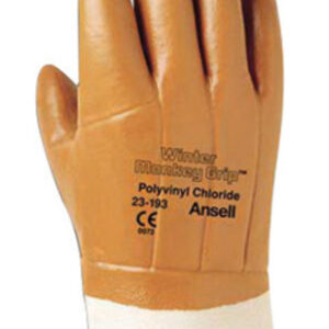 Ansell Size 10 Orange Winter Monkey Grip™ Jersey Lined Cold Weather Gloves With Wing Thumb, Safety Cuff, PVC Fully Coated And Foam Insulation