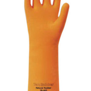 Ansell Size 8 Orange Tan Rubber™ 13" Cotton Flock Lined 18 mil Unsupported Natural Rubber Latex Heavy Duty Chemical Resistant Gloves With Recessed Diamond Grip Finish And Straight Cuff