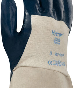 Ansell Size 8 Hycron® Heavy Duty Multi-Purpose Cut And Abrasion Resistant Blue Nitrile Palm Coated Work Gloves With Jersey Liner And Safety Cuff