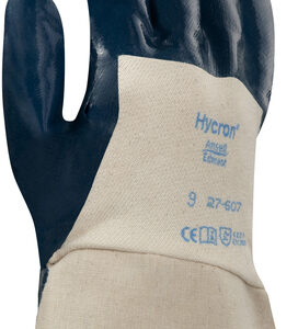 Ansell Size 9 Hycron® Heavy Duty Multi-Purpose Cut And Abrasion Resistant Blue Nitrile Palm Coated Work Gloves With Jersey Liner And Safety Cuff