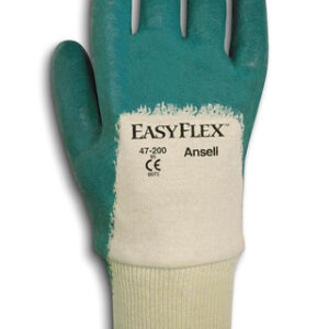 Ansell Size 7 Easy Flex® Light Duty Multi-Purpose Cut And Abrasion Resistant White And Green Nitrile Palm Coated Work Gloves With Cotton Knit Liner And Knit Wrist