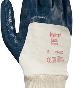 Ansell Size 10 Hylite® Medium Duty Multi-Purpose Cut And Abrasion Resistant Blue Nitrile Palm Coated Work Gloves With Interlock Knit Cotton Liner And Knit Wrist