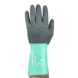 Ansell Size 8 Light Glass Green And Anthracite Gray AlphaTec® Nylon Lined Nitrile Chemical Resistant Gloves