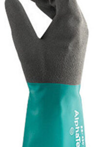 Ansell Size 10 Sea Green AlphaTec® 12" Cotton Flock Lined 10 mil Nitrile Chemical Resistant Gloves With Ansell Grip™ Technology Finish And Gauntlet Cuff