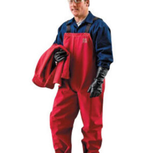 Ansell Large Red Sawyer-Tower™ CPC Polyester Trilaminate Gore® Fabric Chemical Splash Protection Bib Overalls