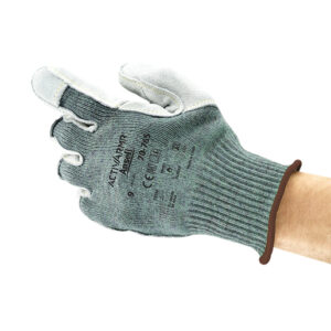 Ansell Size 9 Green Vantage® Medium Weight Cut Resistant Gloves With Knit Wrist, Kevlar® Poly Cotton Lined, Leather Pad Coating, Reinforced Thumb Crotch