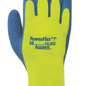Ansell Size 10 Blue And Hi-Viz Yellow PowerFlex® T Thermal Terry Cloth Lined Cold Weather Gloves With Knit Wrist And Natural Rubber Latex Coated Palm