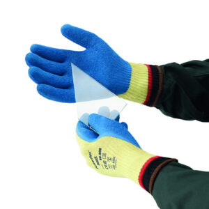 Ansell Size 10 PowerFlex® Plus Heavy Duty Cut Resistant Blue Natural Rubber Latex Palm Coated Work Gloves With DuPont™ Kevlar® Liner And Knit Wrist