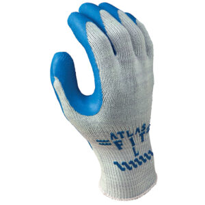 SHOWA™ Size 9 Atlas Fit® 300 10 Gauge Light Weight Abrasion Resistant Blue Natural Rubber Palm Coated Work Gloves With Light Gray Cotton And Polyester Liner And Elastic Knit Wrist
