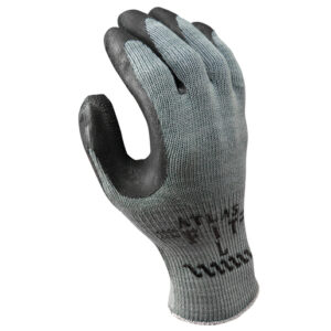 SHOWA™ Size 9 Atlas Re-Grip® 330 10 Gauge Light Weight General Purpose Abrasion Resistant Black Natural Rubber Latex Palm Coated Work Gloves With Light Gray Seamless Cotton And Polyester Knit Liner Elastic Knit Wrist And Reinforced Thumb Crotch