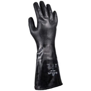 SHOWA™ Size 10 Black 355mm Polyester Lined 15 Gauge Unsupported Engineered Yarn Neoprene Fully Coated Chemical Resistant Gloves With Rough Particle Finish And Gauntlet Cuff