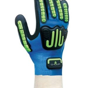 SHOWA™ Size 8 Heavy Duty Blue Nitrile Palm And Fingertip Coated Work Gloves With White Cotton And Polyester Liner And Knit Wrist