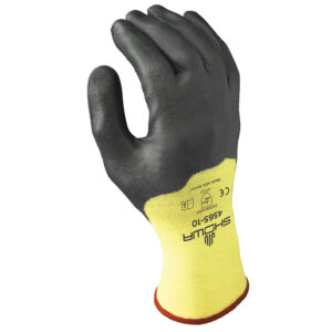 SHOWA™ Size 8 Zorb-IT® Ultra Cut Resistant Gray Nitrile Dipped Palm Coated Work Gloves With Yellow Seamless Aramid Knit Liner And Extended Cuff