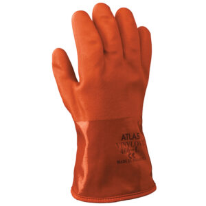 SHOWA™ Size 9 Orange Atlas® 12" Seamless Yellow Acrylic Lined Double-Dipped PVC Fully Coated Cold Weather Gloves With Rough And Textured Finish And Gauntlet Cuff