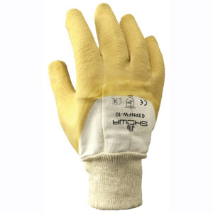 SHOWA™ Size 10 The Original Nitty Gritty® Cut Resistant Yellow Natural Rubber Palm Coated Work Gloves With White Cotton And Flannel Liner And Knit Wrist