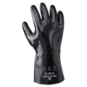 SHOWA™ Size 10 Large Black Neo Grab™ 12" Cotton Lined Neoprene Multi-Dipped Chemical Resistant Gloves With Smooth Finish And Gauntlet Cuff