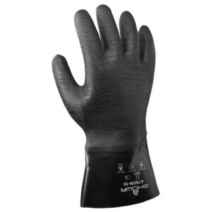 SHOWA™ Size 10 Large Black Neo Grab™ 12" Cotton Lined Neoprene Multi-Dipped Chemical Resistant Gloves With Rough Finish And Gauntlet Cuff