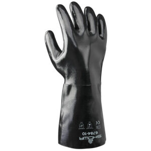 SHOWA™ Size 10 Large Black Neo Grab™ 14" Cotton Lined Neoprene Multi-Dipped Chemical Resistant Gloves With Smooth Finish And Gauntlet Cuff