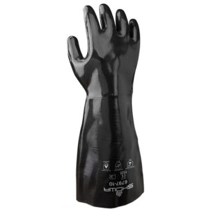 SHOWA™ Size 10 Large Black Neo Grab™ Elbow Length Cotton Lined Neoprene Fully Coated Chemical Resistant Gloves With Rough Finish And Gauntlet Cuff
