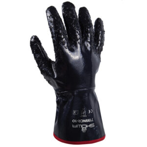 SHOWA™ 7199NCR-10 Size 10 Nitri-Pro® Heavy Duty Cut Resistant Navy Nitrile Palm And Finger Coated Work Gloves With White Cotton And Jersey Liner And Gauntlet Cuff